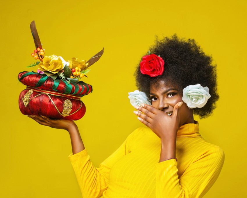 a person holding a basket of flowers 5