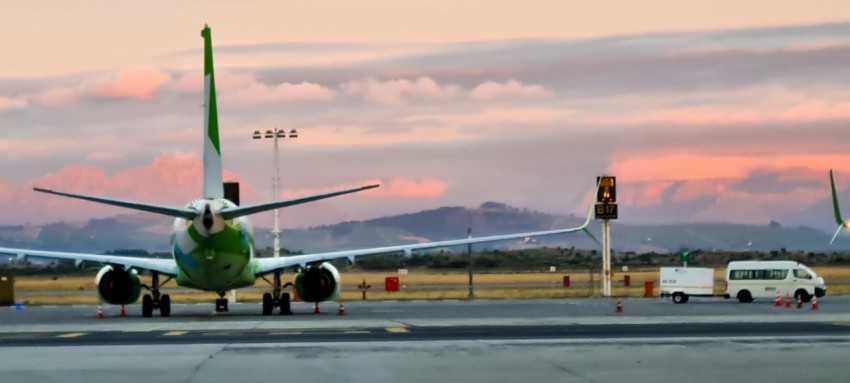 an airplane on the runway