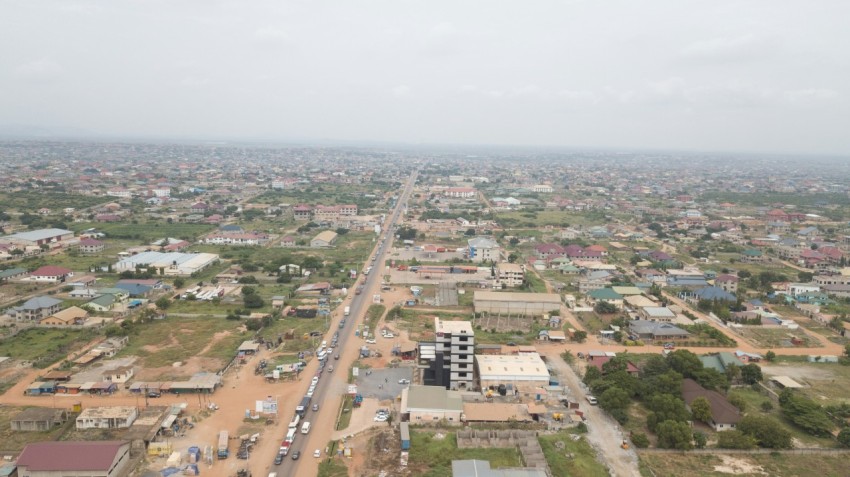 an aerial view of a city with lots of buildings