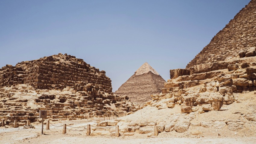 a group of stone structures in a desert