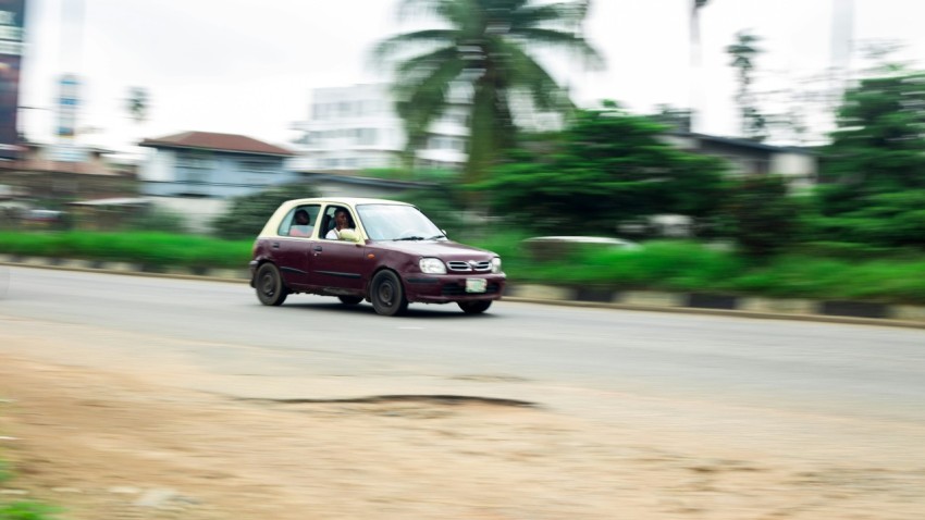 a car driving on a road