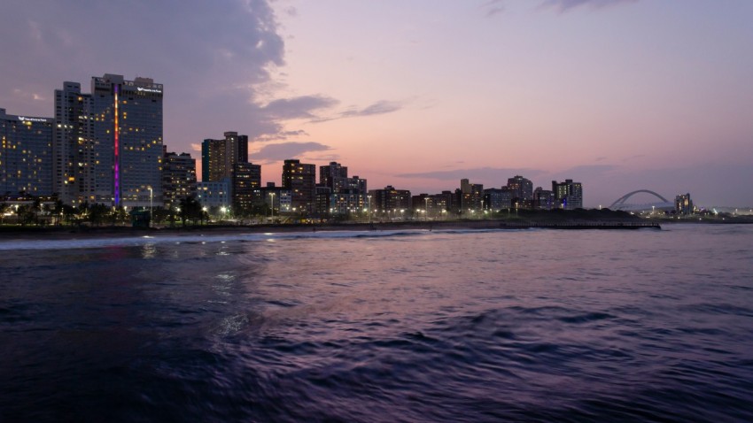 panoramic photo of lighted buildings