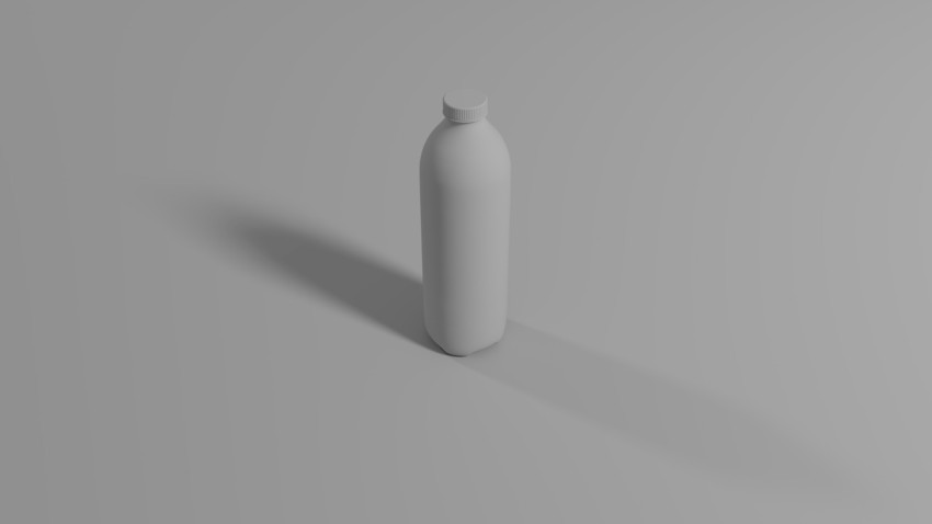 a white bottle sitting on top of a gray surface