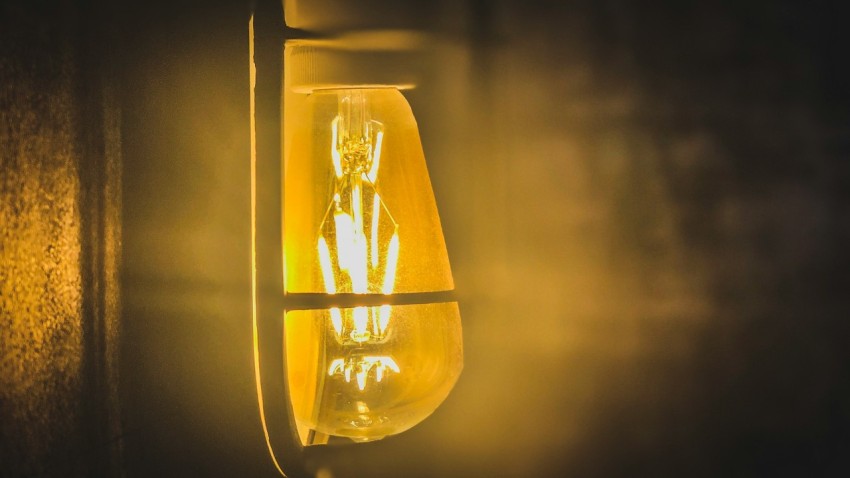 turned on yellow edison light bulb