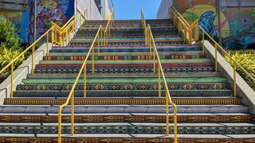 a set of stairs leading up to a building