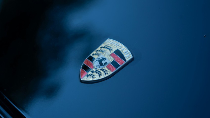 a close up of a cars emblem on the hood of a car