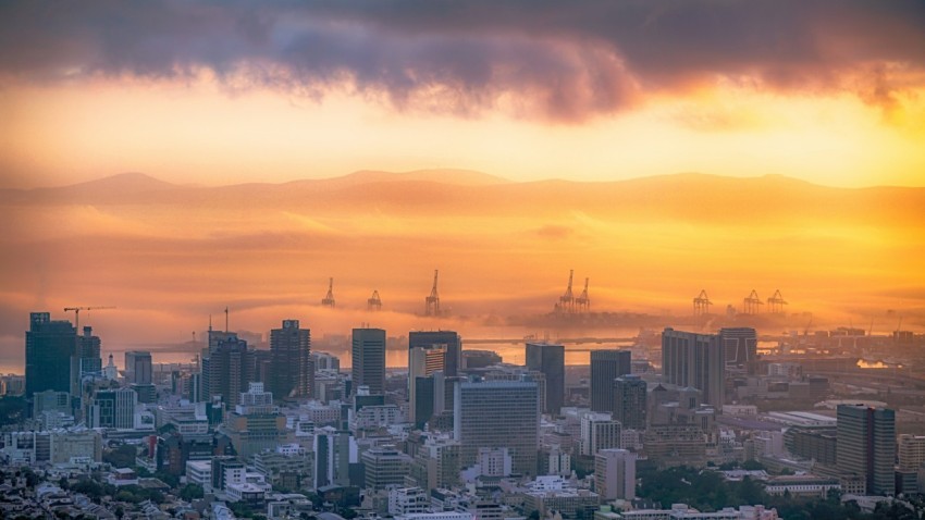 city skyline during orange sunset 4D22