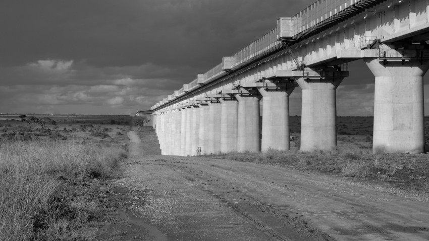 grayscale photo of concrete building