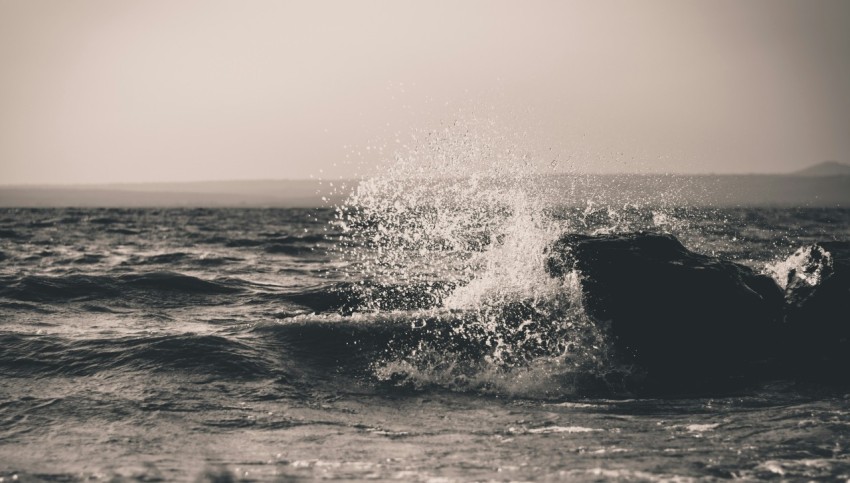 grayscale photography of water waves no