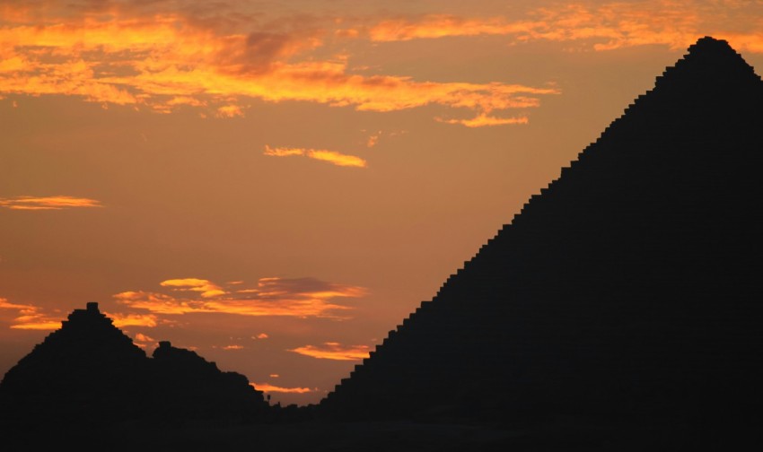 silhouette of mountain during sunset