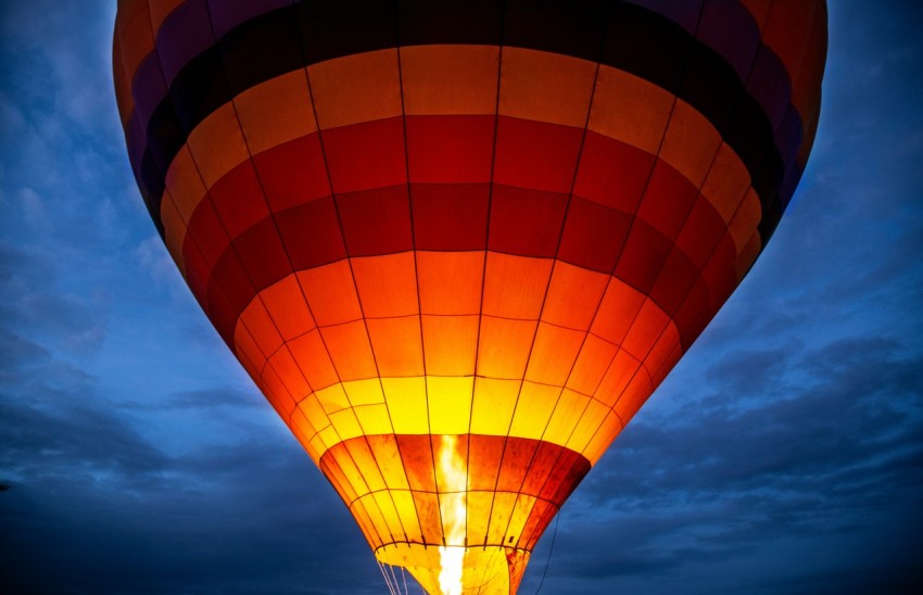 orange red and black hot air balloon