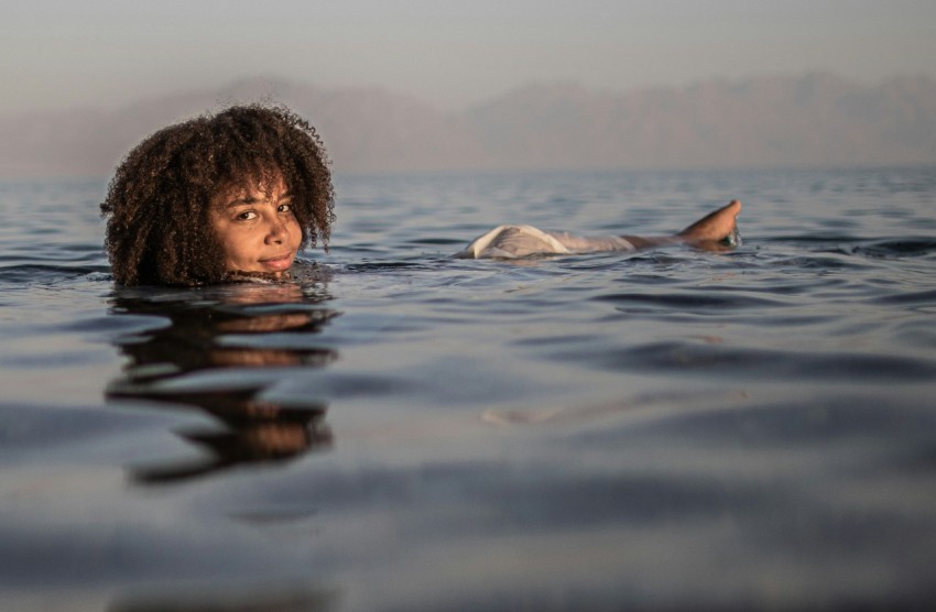 a person swimming in water