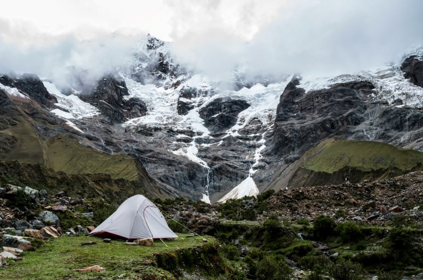 gray dome tent near mountain during daytime