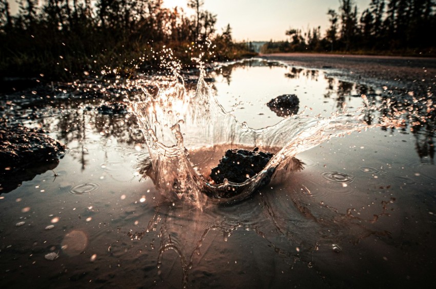 water pod on road