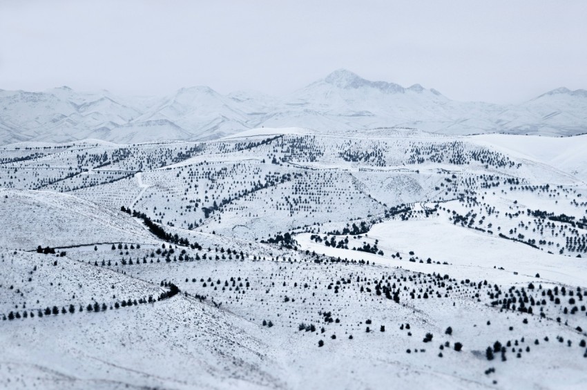 aerial photograph of mountain ranges