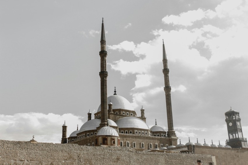 a large building with two towers on top of it