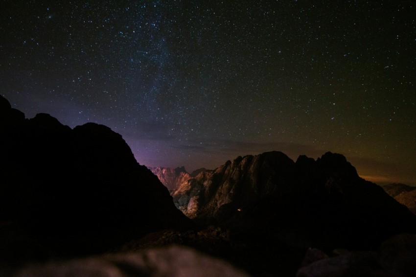 rock mountain during nighttime