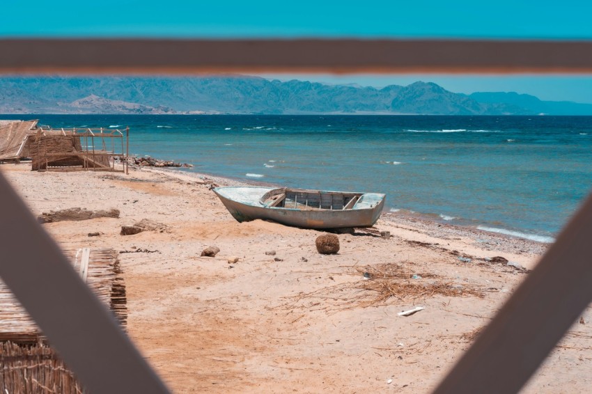 brown boat on beach shore during daytime