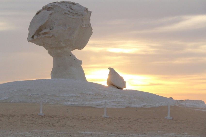 a large rock sitting on top of a sandy beach