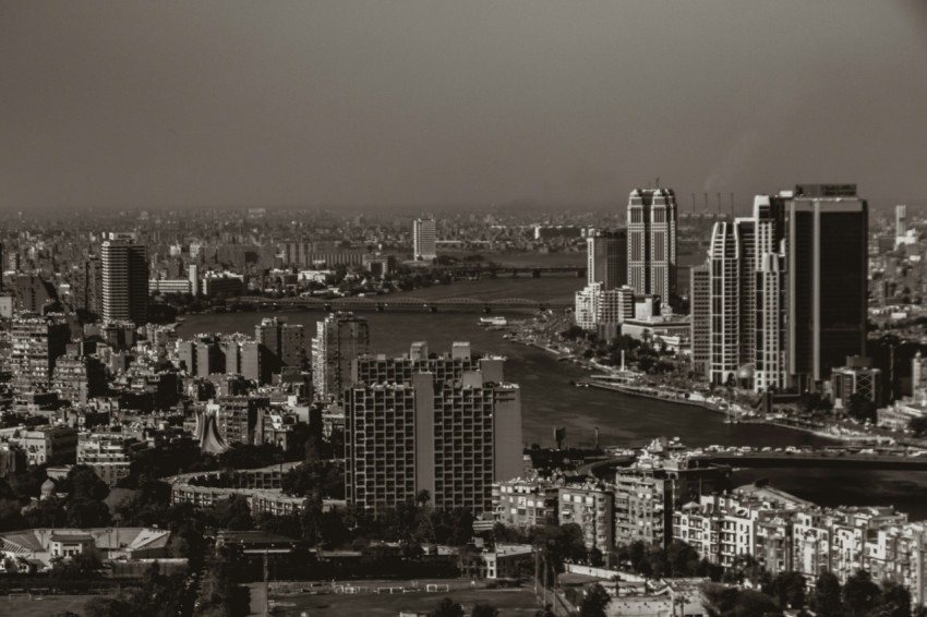 a black and white photo of a city CZZP6