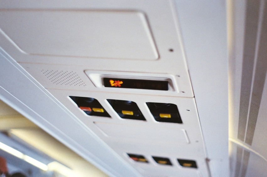 a close up of the ceiling of an airplane