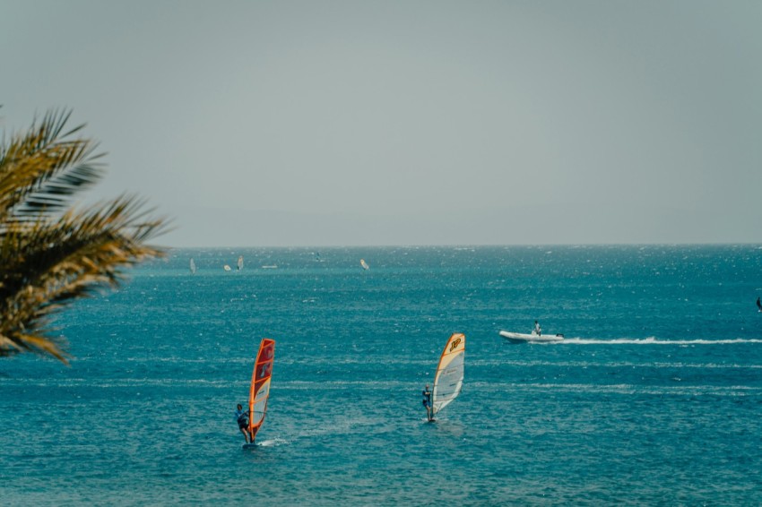 a group of people sail on the sea