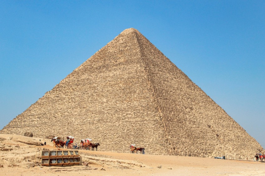 a pyramid in the desert