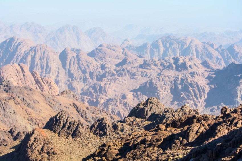 a view of a mountain range in the desert