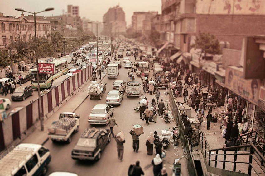 aerial photo of city street