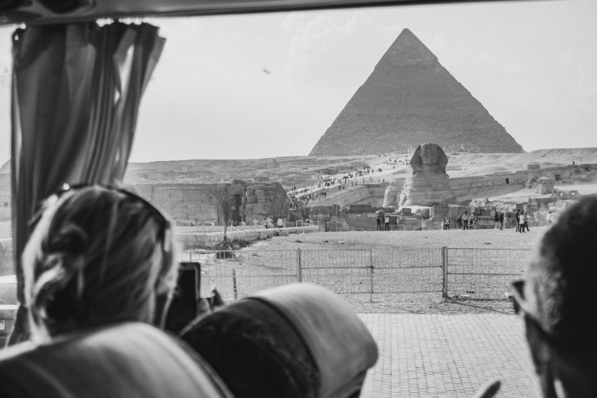 grayscale photography of the great sphinx of giza