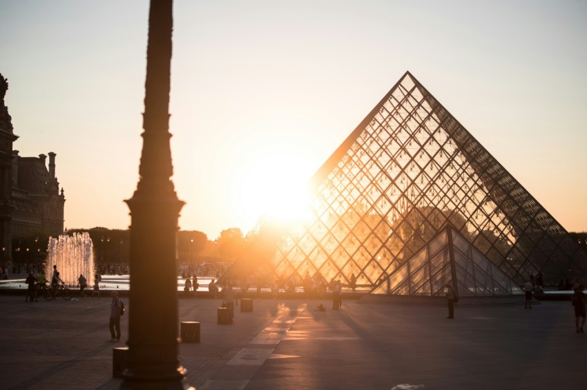 louvre museum during golden hour