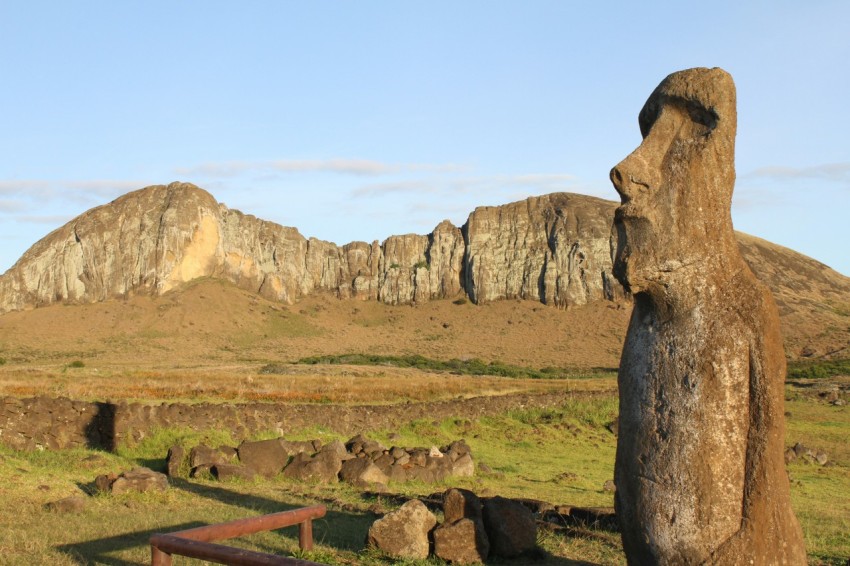 landscape photography of moai