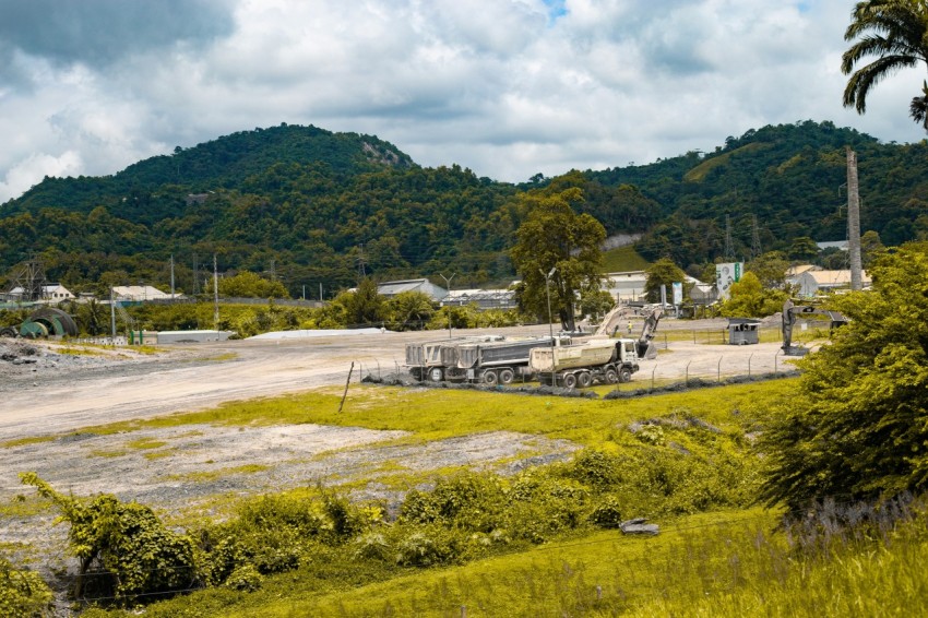 a large building in a field