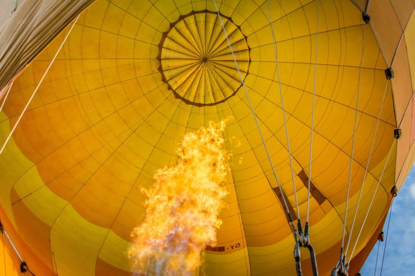 low angle photography of yellow hot air balloon