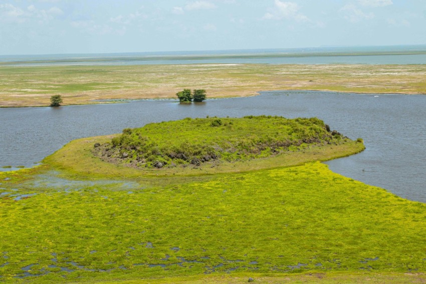 a small island in the middle of a body of water