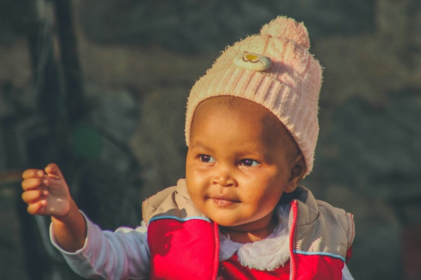 a baby wearing a hat