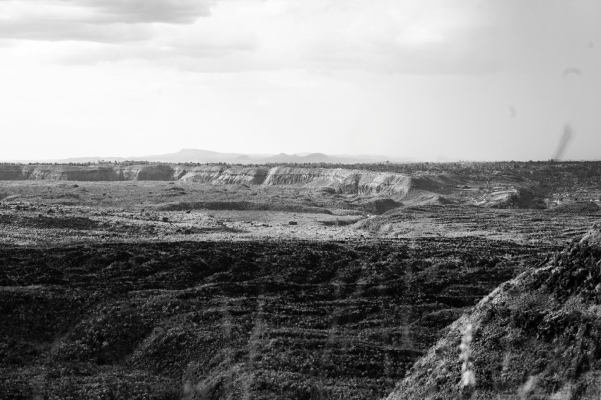 a black and white photo of a landscape