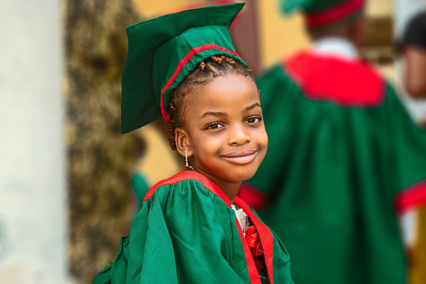 girl in green academic dress