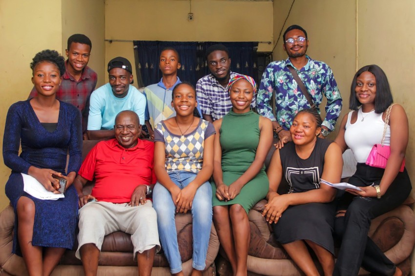 a group of people posing for a picture