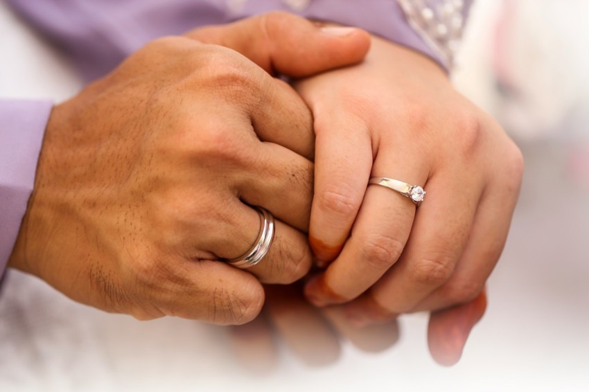 a close up of two people holding hands