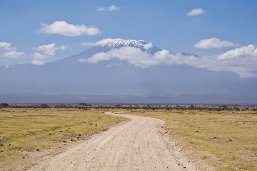 brown dirt road near green grass field under white clouds and blue sky during daytime