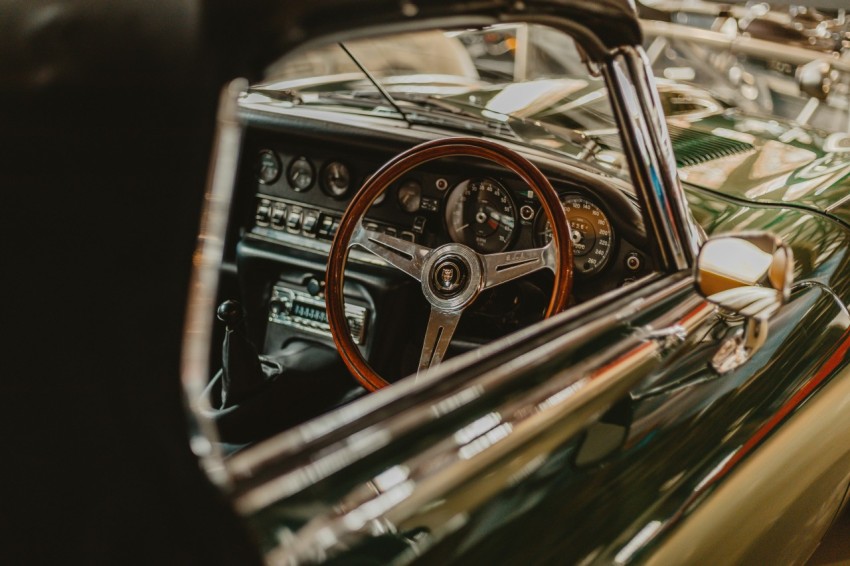 black and brown car steering wheel