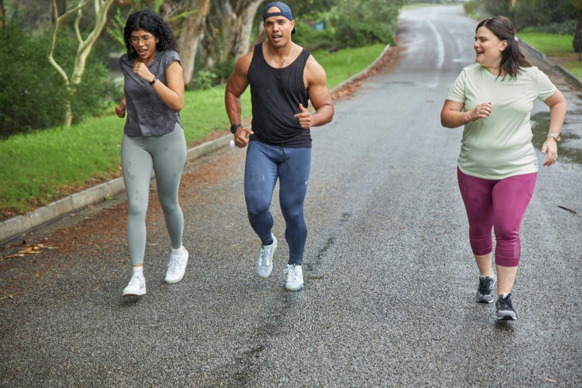 three people out for a run together