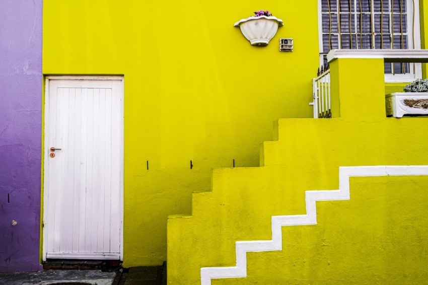 yellow and white concrete building