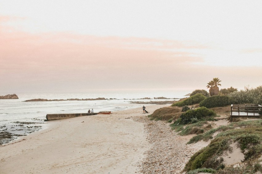 a person walking on a beach next to the ocean