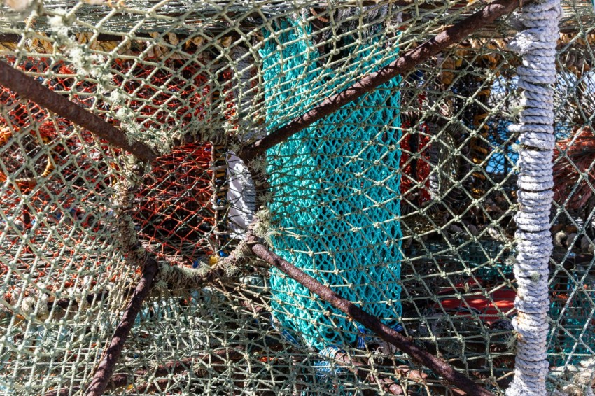 a close up view of a fishing net 0GqWGTld