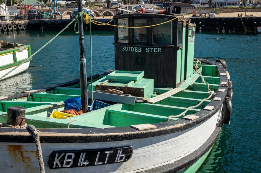 a green and white boat in the water zu_R0