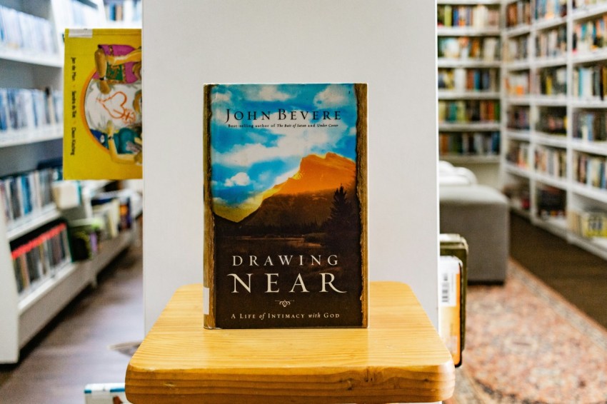 a book sitting on top of a wooden table