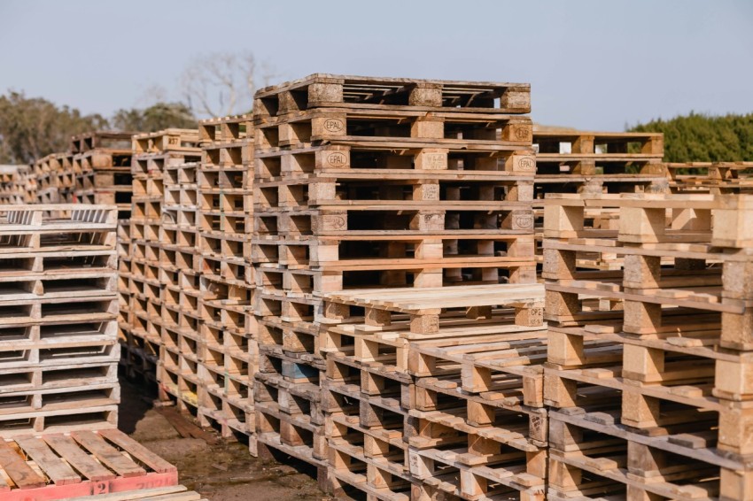 a large stack of wood