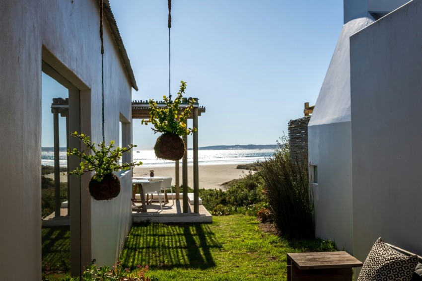 a view of a back yard from a house